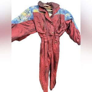 Vintage Descente Burgundy Lovely Snow Suit